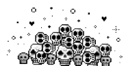a bunch of pixel art skulls are stacked on top of each other .