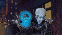 a couple of cartoon characters standing next to each other with one holding a gun