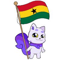 a cartoon squirrel holding a flag with a black star on it