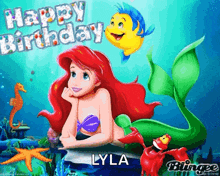 a birthday card with ariel from the little mermaid on it