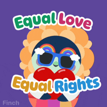 a sticker that says " equal love equal rights " on it