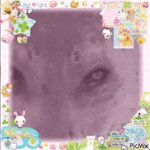 a picture frame with a picture of a person 's face and the words picmix