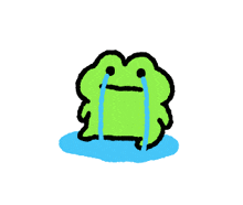 a frog is crying with tears running down its face