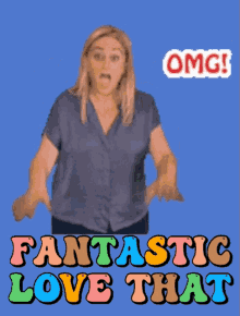 a woman with her hands up and the words fantastic love that behind her