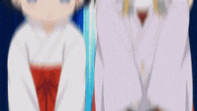 a blurry picture of a boy and a girl in anime