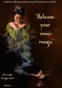 a poster that says " release your inner magic " by the oogie boogie witch