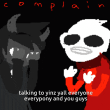 a cartoon of a talking to yinz yall everyone everpony and you guys character