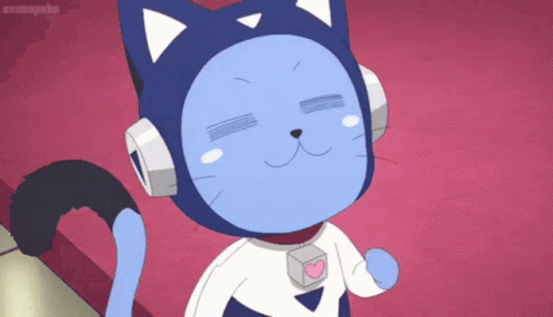 Just a cute bluehaired cat girl Original  rawwnime