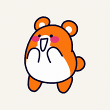 a cartoon drawing of a teddy bear with a pink cheek