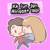 a cartoon of a man and a woman with the words kk iun jgn minggut lagi