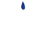 a blue drop is falling from the sky on a white background