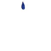 a blue drop is falling from the sky on a white background