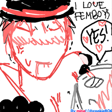 a drawing of a person saying i love femboy 's