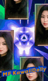a collage of images of a woman with the words mf kawaii dolly