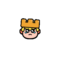 a cartoon king with a crown on his head is crying and holding a coin .