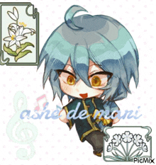 a picture of a boy with the name ashes de mani on the bottom
