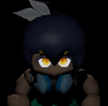a cartoon drawing of a girl with glowing eyes and ears