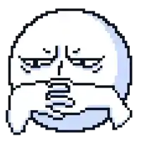 a pixel art illustration of a ghost with a sad face