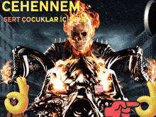 a poster of a ghost rider with the words cehennem on the bottom