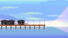 a cartoon drawing of a dock with a light coming out of the bottom