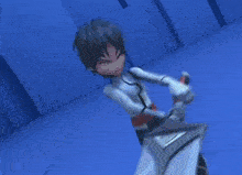 a cartoon character is standing in a dark room with a light coming out of his hands