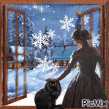Winter Evening Outside The Window Snowflakes GIF - Winter Evening Outside The Window Snowflakes Snowing GIFs