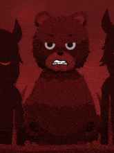 a cartoon drawing of a teddy bear with a bloody face