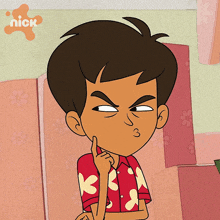 a cartoon of a boy with a nick logo on the bottom