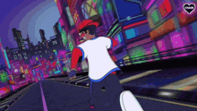 a cartoon of a man running down a street with a heart in the corner that says chase