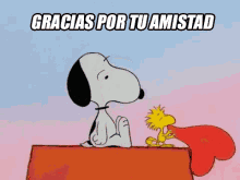 Gracias Por Tu Amistad GIF - Snoopy Gracias Por Tu Amistad Woodstock GIFs