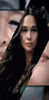 a close up of a woman 's face is surrounded by other images of her face