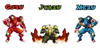 a video game character named gozu and jyazu are standing next to each other