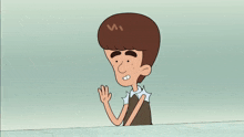 a cartoon of a boy with a s on his head