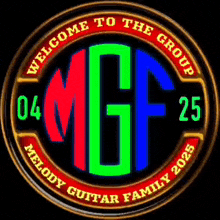 a welcome to the group logo for melody guitar family