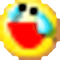 a colorful smiley face with tears coming out of it 's eyes