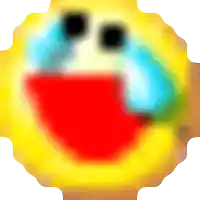 a colorful smiley face with tears coming out of it 's eyes