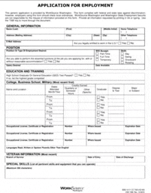 a worksource application for employment form is filled out