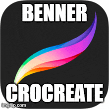 a banner croccreate app icon with a rainbow colored feather