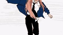 a drawing of a girl with red horns covering her face