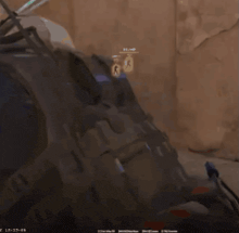 a screenshot of a video game shows a player 's weapons and a few numbers