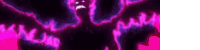 a purple and pink glowing monster with wings is coming out of the ground .