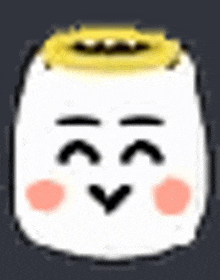 a pixel art drawing of a marshmallow with a yellow halo on its head .