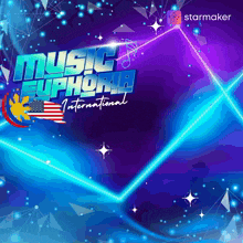 a poster for music euphoria international shows a blue and purple background