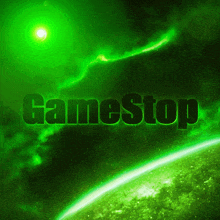 a green background with the word gamestop in black letters