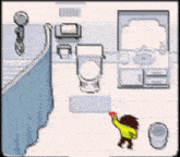 a pixel art drawing of a bathroom with a toilet and a sink