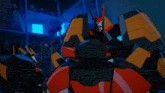 a cartoon drawing of a robot with a blue light on its head