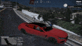 a screenshot of a video game shows a red car being chased by a group of men