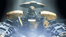 a close up of a robot with the letter o visible