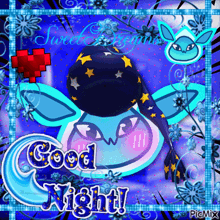a picture that says good night with a cartoon character