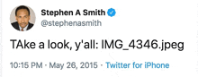 a tweet from stephen a smith that says take a look y 'all